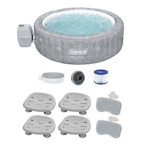 Coleman SaluSpa Sicily 180 Soothing AirJet Inflatable Hot Tub with 4 Pack of Bestway SaluSpa Spa Seat and 2 Sets of SaluSpa Padded Headrest Pillows - 1 of 4