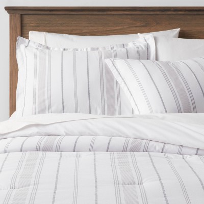 Printed Family-Friendly Stripe Comforter & Sham Set Gray - Threshold™