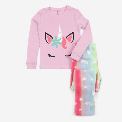 Leveret Kids Pajamas Cotton Top and Fleece Pants