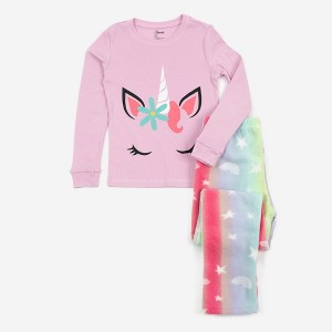 Leveret Kids Pajamas Cotton Top and Fleece Pants - 1 of 3