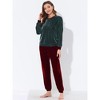 cheibear Womens Velvet Sleepwear Long Sleeve with Pants Lounge Winter Warm Pajama Set - 2 of 4