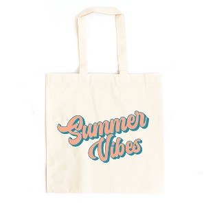 City Creek Prints Summer Vibes Colorful Cursive Canvas Tote Bag - 15x16 - Natural - 1 of 2