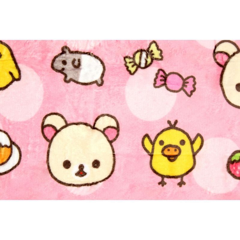 Sanrio-X Rilakkuma Korilakuma And Kiiroitori Soft Plush Throw Blanket 45" x 60" Pink, 3 of 5