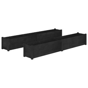 vidaXL Solid Wood Pine Garden Planters - Pair of Outdoor Flower Boxes, Black, Durable and Weather-Resistant, Assembly Required - 78.7"x12.2"x12.2" - 1 of 4