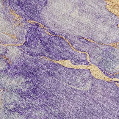 HomeRoots 5' X 8' Purple And Gold Abstract Washable Indoor Outdoor Area Rug