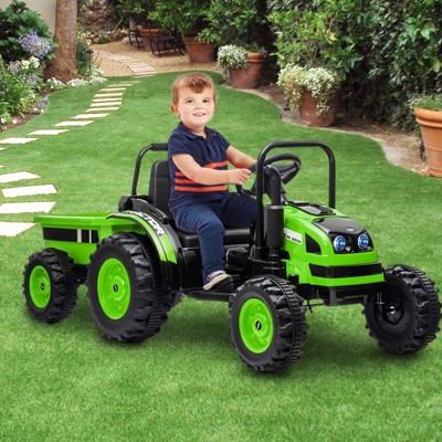 Garvee 12V Kids Ride On Tractor with Trailer, Electric Tractor with Remote Control,Safety Belt,for Boys Girls