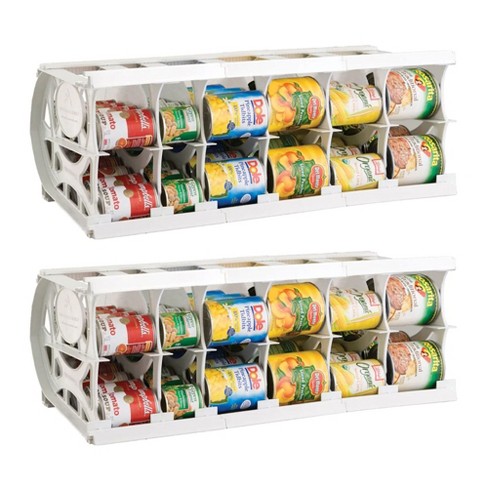 Shelf Reliance Compact Cansolidator Pantry Food W/rotation System,  Interlocking Assembly & Adjustable Panels Holds Up To 20 Cans, White :  Target