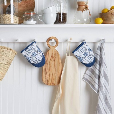 Stripe Medallion Mini Oven Mitt 2pc Set Blue - Martha Stewart