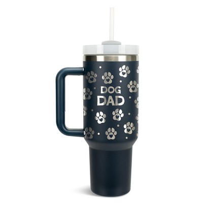 Elanze Designs Dog Dad Puppy Pawprints Hearts 40 oz. Stainless Steel, Large Water Bottle Coffee Mug, Spill & Leak Resistant, Thermal Travel Tumbler