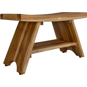 35" Serenity ED968 Wide Teak Shower Bench with Shelf - EcoDecors - 1 of 4