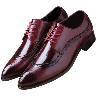 Santimon Men's Snake-Embossed Wingtip Brogue Dress Oxford Shoes