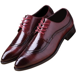 Santimon Men's Snake-Embossed Wingtip Brogue Dress Oxford Shoes - 1 of 4