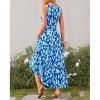 Womens Summer Dress V Neck Elastic Waist Sleeveless Floral Elegant Casual Maxi Dress - 2 of 4