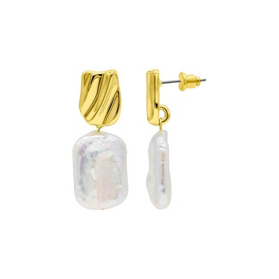 Adornia 14k Gold Plated Freshwater Pearl Coin Drop Earrings