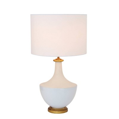 Ceramic Table Lamp with Linen Shade Cream - 3R Studios