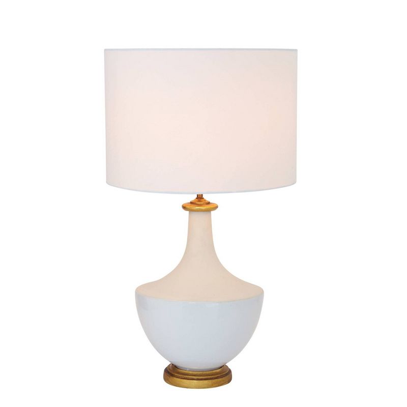 Ceramic Table Lamp with Linen Shade Cream - Storied Home, 1 of 14