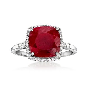 Ross-Simons 6.00 Carat Ruby and .30 ct. t.w. White Topaz Ring in Sterling Silver Size 9 - 1 of 4