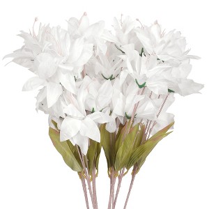 REGALWOVEN Real Touch Long Stem Artificial 3 Heads Lilies Flower 25.6" 10 Pcs - 1 of 4