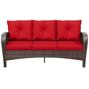 UPTIOT 3-person Patio Rattan Sofa With Wide Armrests - 1 of 4