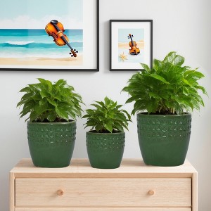 SpassWay 15" Dia Outdoor Indoor Ceramic Planter Pot Decorative Planter with Drainage Hole Patio Flower Pot - 1 of 4