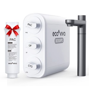 Ecoviva 0.01μm Ultra-Filtration 800G Tankless Under Sink Water Filtration System with Faucet & Extra PAC Repalcement Filter - 1 of 4