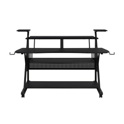 Acme Black Studio Music Desk with Drawer and Keyboard Tray