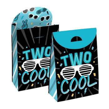 Big Dot of Happiness Two Cool - Boy - Blue 2nd Birthday Party Gift Favor Bags - Party Goodie Boxes - Set of 12