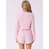 INSPIRE CHIC Women's Hollow Out Long Sleeve Tops with Shorts Outfits Pajamas Sets - 4 of 4
