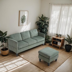 INFURNIC Sofas L Shaped Sofa with Padded Corduroy Modern Luxury Multi-functional Design for Living Room Apartment, Green, 88.18"*23.43"*31.5" - 1 of 4
