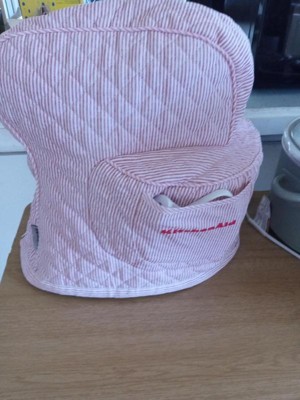 KitchenAid Fitted Tilt-Head Ticking Stripe Stand Mixer Cover with Storage Pocket, Quilted 100% Cotton, Hibiscus Pink, 14.4 inchx18 inchx10 inch