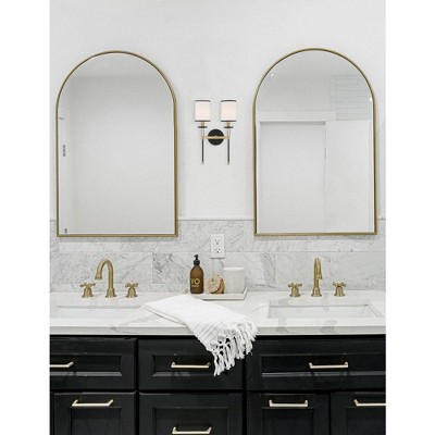 Black and Gold Steel Wall Sconce with White Shades