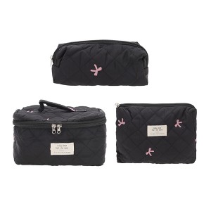 Unique Bargains Handheld Bow Embroidery Makeup Bag 3 Pcs - 1 of 4