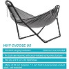 Hammock Stand, Steel Hammock Frame Heavy Duty 550 LBS Capacity 2Person, Fits Hammocks 9 to 14 Ft, Portable Hammock Rack Universal for Indoor Outdoor - 3 of 4