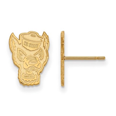 Black Bow Jewelry 14k Yellow Gold North Carolina State Wolfpack NCAA Post Earrings