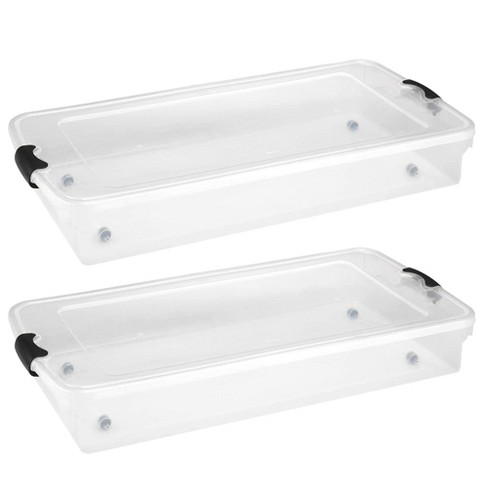 56 Quart Clear Plastic Underbed 2024 Storage Bins, Pack of 2 Large Organizer