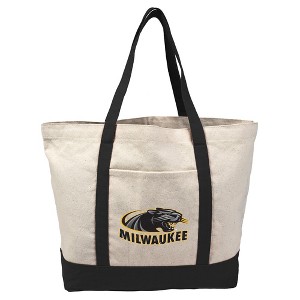 University Of Wisconsin Primary Logo Canvas Tote Bag With External Pocket, Reusable Shoulder Bag for Shopping, School, Beach - 1 of 4