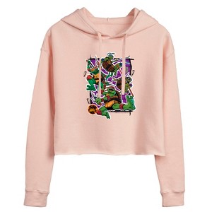 Women's - Teenage Mutant Ninja Turtles Mutant Mayhem - Brotherhood Group Graphic Cropped Graphic Hoodie - 1 of 2