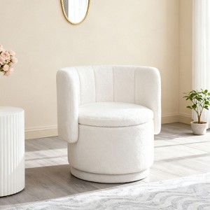 KTMBDW Modern 360 Degree Barrel Swivel Accent Sofa Chair, Upholstered Reading Chair, Round Armchair With Storage for Living Room,Bedroom,Vanity - 1 of 4