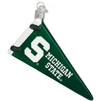 Old World Christmas Blown Glass Ornament for Christmas Tree, Michigan State Spartans Pennant
