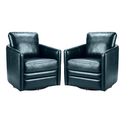 Set of 2 Hugo Transitional Wooden Upholstered Swivel Chair With Metal Base For Bedroom And Living Room| Artful Living Design