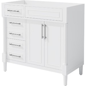 COWLOWN Black 36-in Freestanding Bathroom Vanity Cabinet Without Sink, Solid Wood Frame, Modern Storage Cabinet for Bathroom Organization - 1 of 4