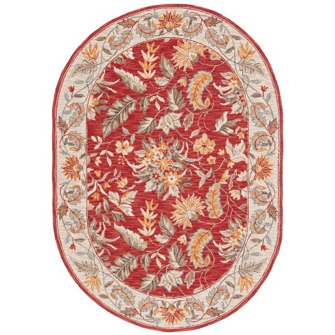 Chelsea Hk141 Hand Hooked Area Rug - Red - 7'6x9'6 Oval