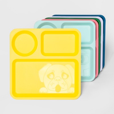 10" 6pk Plastic Kids Divided Dinner Plates - Pillowfort™