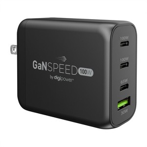DIGIPOWER® 100-Watt GaN Speed Triple USB Wall Charger in Black - 1 of 4