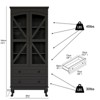 71" Tall Bookcase Set of 2 with Glass Doors, Farmhouse 3Tier Book Shelf with 2 Drawer, Arc Wood Bookshelf with Storage Cabinet - 2 of 4