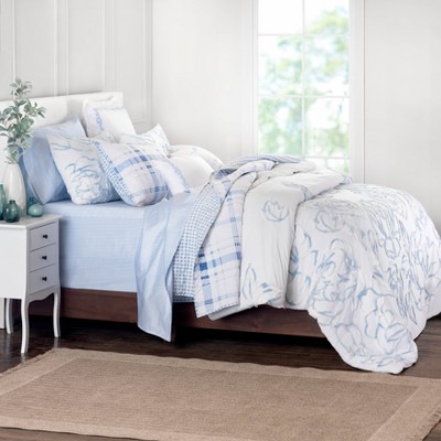 Queen Adrian Chenille Comforter Set Blue - Martha Stewart