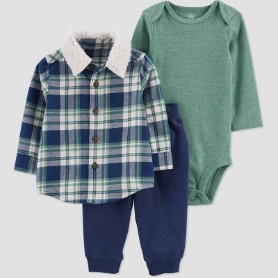 Image of Carter's Just One You® Baby Boys' Plaid Top & Bottom Set - Green/Blue 12M