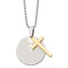 Chisel Stainless Steel Brushedand Polished Yellow IP-plated 2 Piece Lords Prayer Cross on a 20" Ball Chain Necklace - 2 of 4
