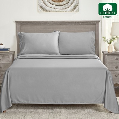 California King Light Gray Cotton Sateen Deep Pocket Sheet Set