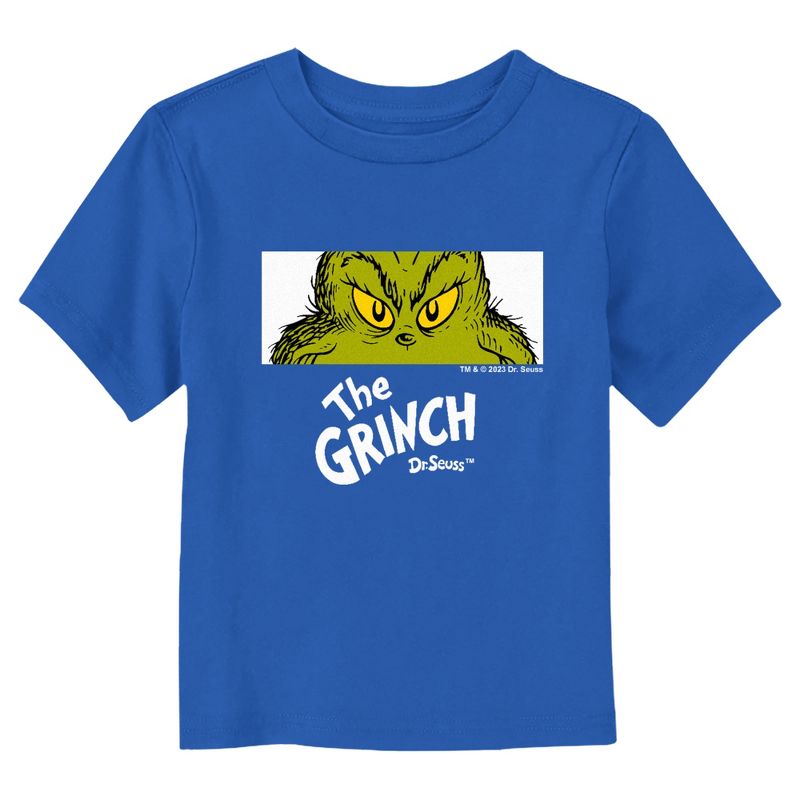 Toddler's Dr. Seuss Grinch Eyes Close Up T-shirt - Royal Blue - 4t : Target